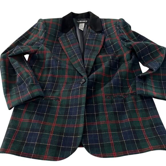 Sag Harbor Vintage Plaid Suit Jacket Blazer Metallic Holiday Woman Size 8 - Picture 6 of 12